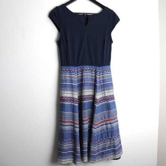 Eshakti Keyhole Top Patterned Striped Multicolor Skirt Dress Size Small 6 - Picture 1 of 7